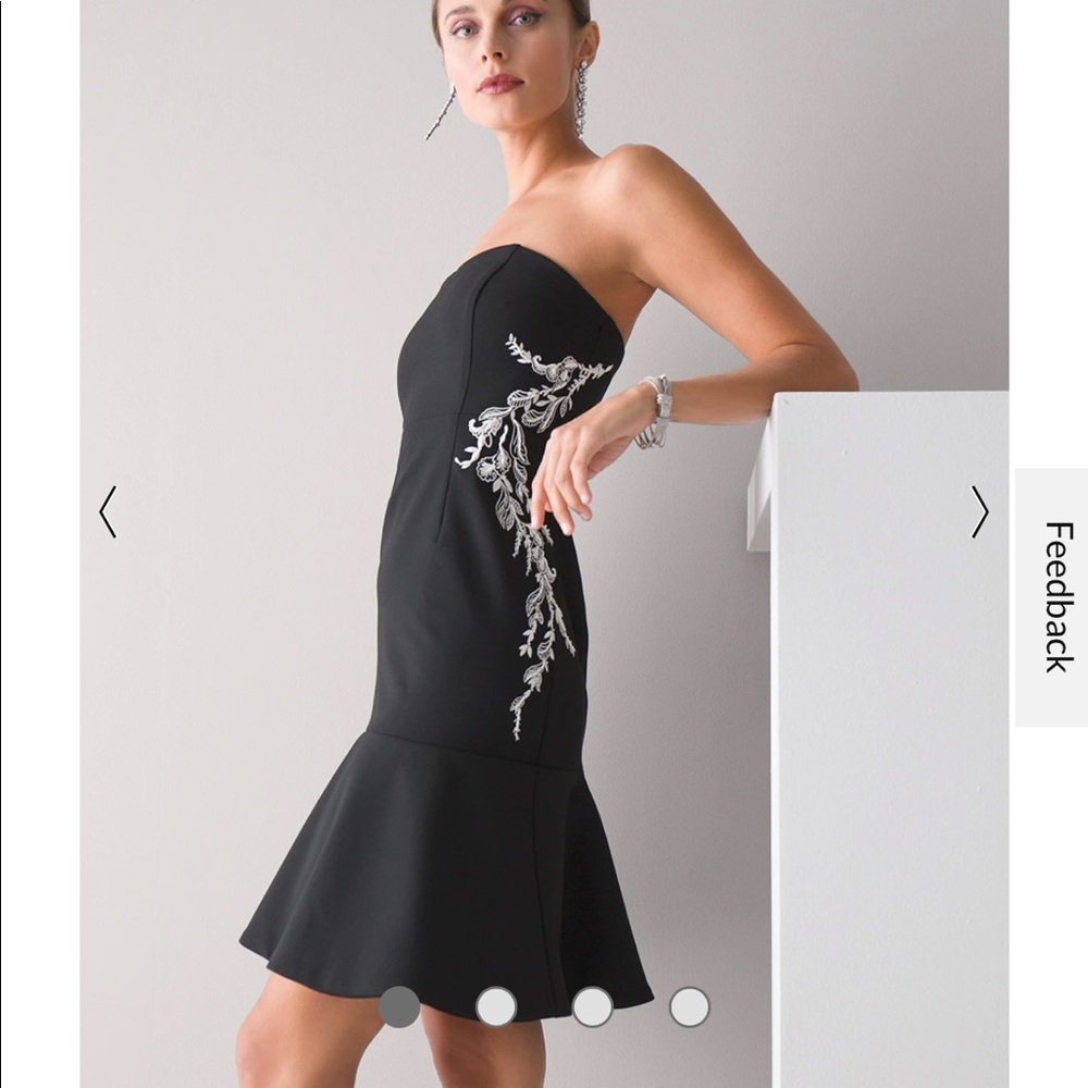 White House Black Market Beaded Strapless Flounce Dress